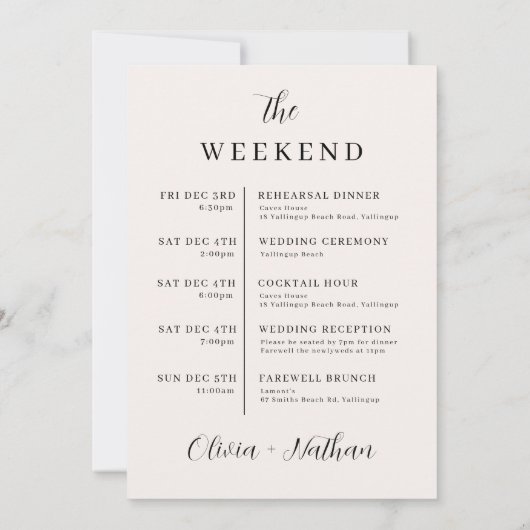 Carte d'itinéraire du week-end Mariage Automne Mou (Dos)