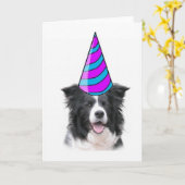 Carte Ditzy Dogs~Carte de voeux~Bordure Collie Anniversa (Fleur jaune)