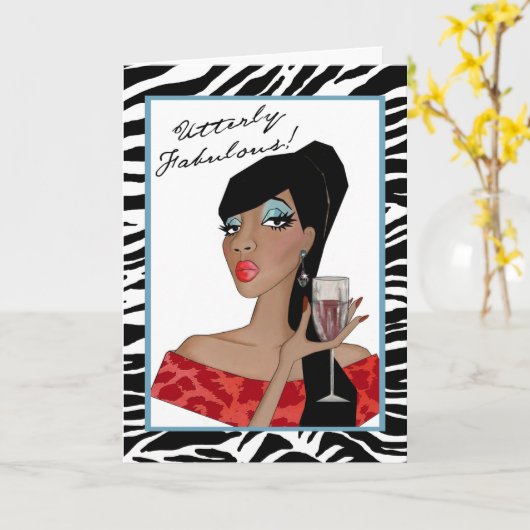 Carte Diva afro-américaine "absolument fabuleuse" (Fleur jaune)