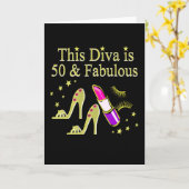 CARTE DIVA DESIGN DE 50E ANNIVERSAIRE (Fleur jaune)