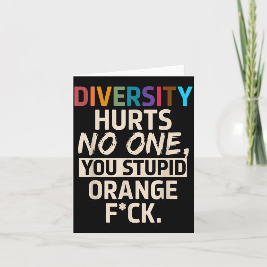 Carte Diversity Hurts You Stud Orange Fck Funny Slogan (Devant)