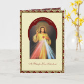 Carte Divine Miséricorde Sacré-Coeur Messe Offrir (Fleur jaune)