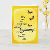 Carte Divorce Encouragement avec Papillons et Script (Fleur jaune)