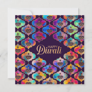 Carte Diwali colorée motif Happy