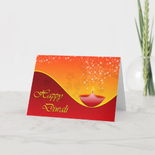 Carte Diwali Dipa contemporaine avec étoiles étincelante