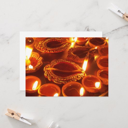 Carte diwali diya (Devant/Arrière en situation)