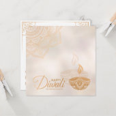 Carte Diwali Gold et Pearl Happy (Devant/Arrière en situation)