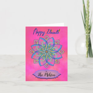 Carte Diwali Pink Mandala personnalisée