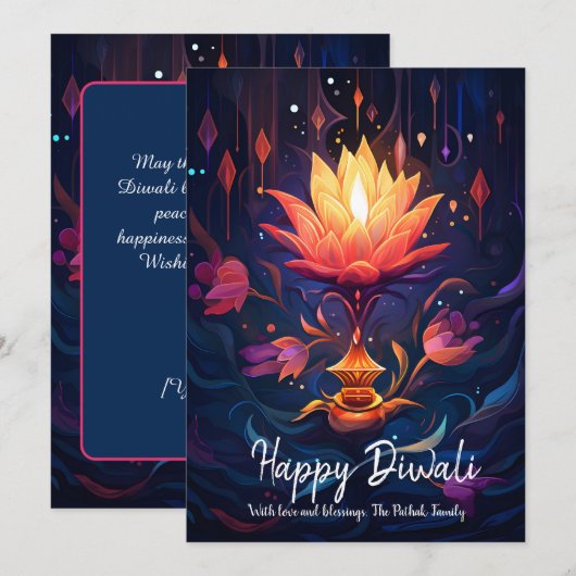 Carte Diwali pour la lumière pétale (Devant / Derrière)