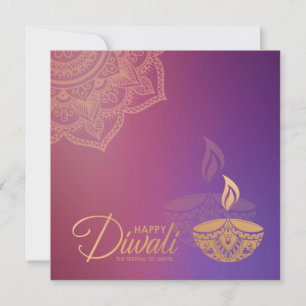 Carte Diwali Rose minime en or