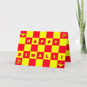 Carte Diwali rouge et jaune