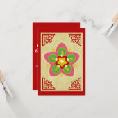 Carte diwali salutations rangoli (Devant/Arrière en situation)