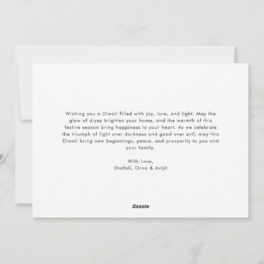 Carte Diwali simple en noir et blanc (Dos)