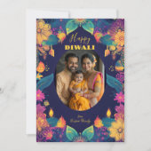 Carte Diwali Splendor aux tons turquoise (Devant)