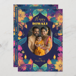 Carte Diwali Splendor aux tons turquoise