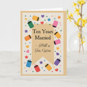 Carte Dix Ans de Fun Anniversaire de Mariage en Étain (Fleur jaune)