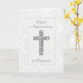 Carte Dixième Anniversaire Bienheureux Baptême Croix Fis (Fleur jaune)