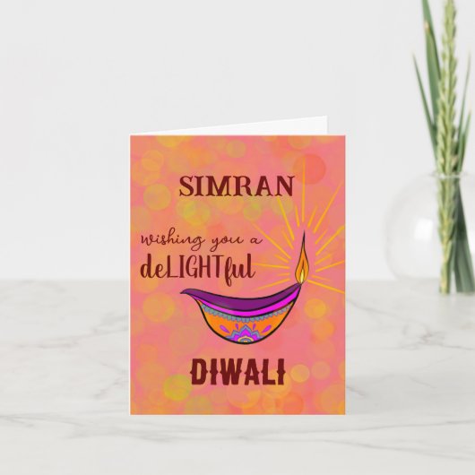Carte Diya Diwali personnalisée (Devant)