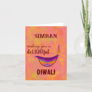 Carte Diya Diwali personnalisée