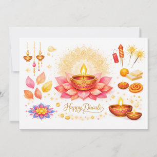 Carte Diya & Lotus aquarelle