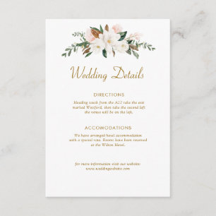 carte d'mariage florale magnolia blanche et or