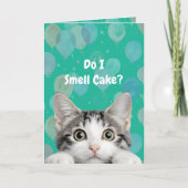 Carte Do I Smell Cake Cute kitten Birthday Card (Devant)