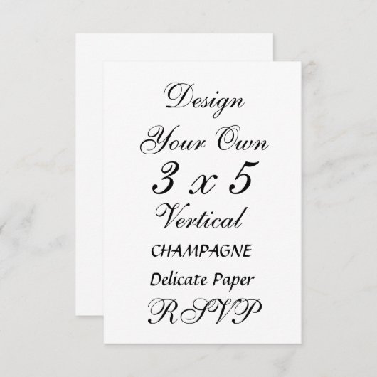 Carte do-it-yourself 3 x 5 CHAMPAGNE Papier délicat (Devant / Derrière)