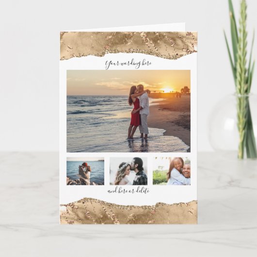 Carte do-it-yourself 4 anniversaire photo mariage marbre (Devant)