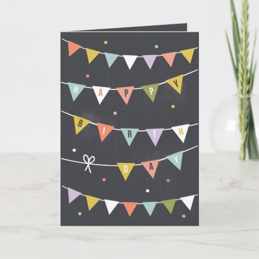 Carte do-it-yourself Rustic Chalkboard Birthday bunded (Devant)