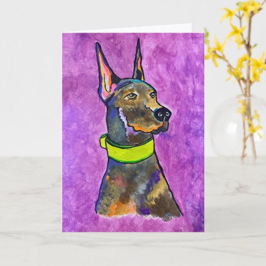 Carte Doberman (Fleur jaune)