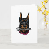Carte Doberman avec clé anglaise (Fleur jaune)