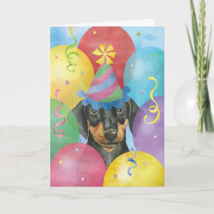 Carte Doberman Balloons d'anniversaire