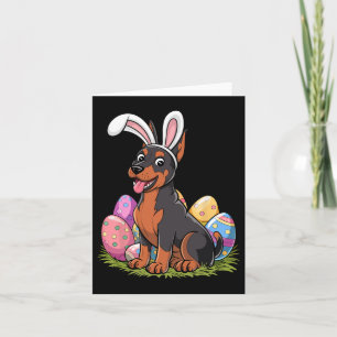 Carte Doberman Bunny Oreilles de Pâques Chasse aux oeufs