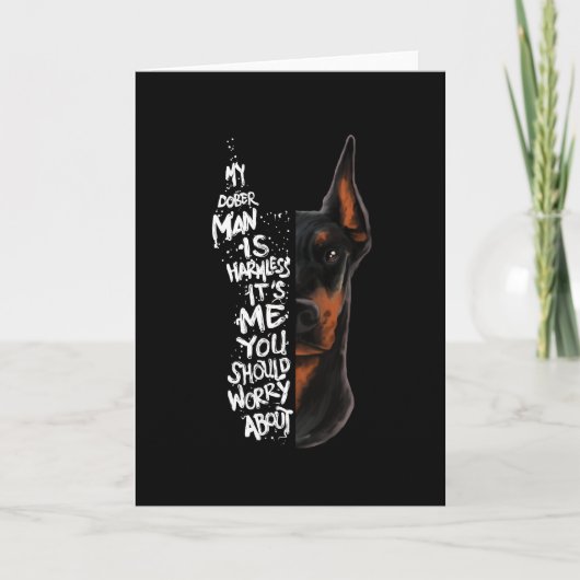 Carte Doberman Chien Dit Un Cadeau Sans Dommage (Devant)