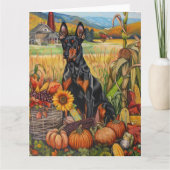 Carte Doberman Chien Moisson d'automne Thankgiving (Devant)