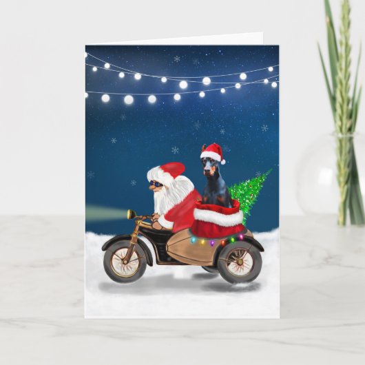 Carte Doberman Chien Noël Père Noël (Devant)