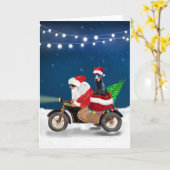 Carte Doberman Chien Noël Père Noël (Fleur jaune)