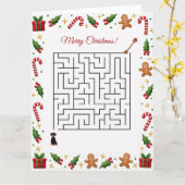Carte Doberman Christmas Maze Puzzle Holiday (Fleur jaune)