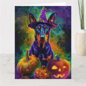 Carte Doberman Doberman Chien Halloween Sorcière Et Citr (Devant)