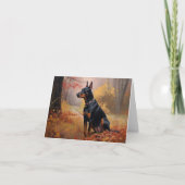 Carte Doberman en automne Feuilles automne Inspire (Devant)