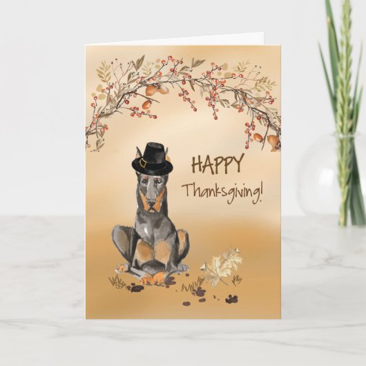 Carte Doberman Funny Pèlerin Casquette Thanksgiving (Devant)