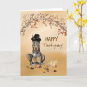 Carte Doberman Funny Pèlerin Casquette Thanksgiving (Fleur jaune)