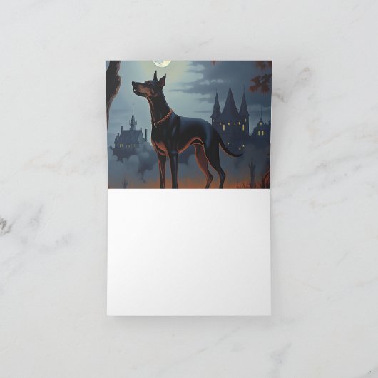 Carte Doberman Halloween effraie (Intérieur)