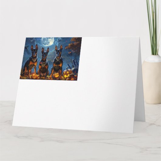 Carte Doberman Halloween Éffrayant (Devant)