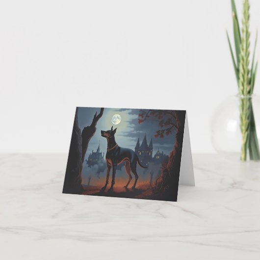 Carte Doberman Halloween Épouvantable (Devant)