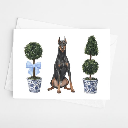 Carte Doberman Pinscher Chien Chien Chiot Topiot Aquarel