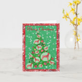 Carte Doberman Pinscher Chien Christmas Tree mignonne (Fleur jaune)