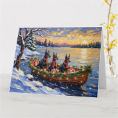 Carte Doberman Pinscher Christmas Boat Holiday (Fleur jaune)