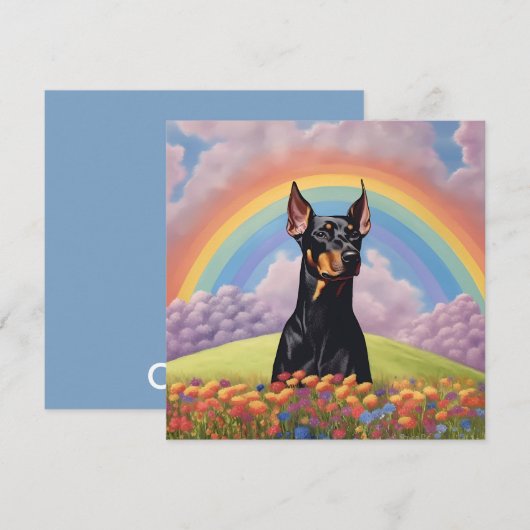 Carte Doberman Pinscher Dog Rainbow Bridge Nom personnal (Devant / Derrière)