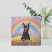 Carte Doberman Pinscher Dog Rainbow Bridge Nom personnal (Debout devant)